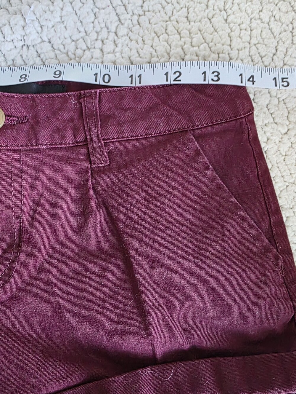 Burgandy Red Cuffed Micro Shorts Size S - Picture 11 of 14